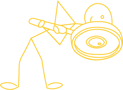 Personnage avec une loupe